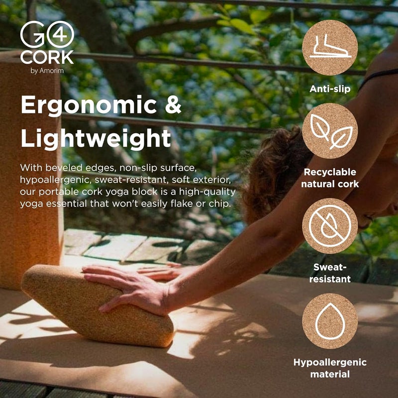 Go4Cork Cork Yoga Block for Yoga, Pilates & Meditation | Non-Slip, Hypoallergenic, Sustainable, Non-Toxic Yoga Block - Image 3